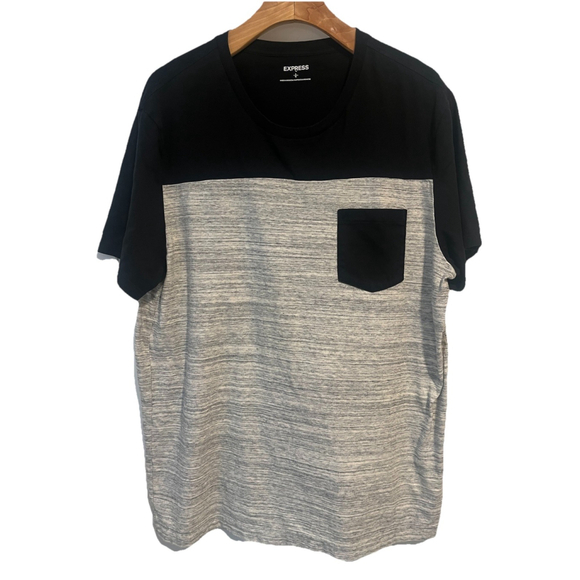 Express Other - Express Mens Short Sleeve Black Gray Shirt Pocket Mens Size Large, EUC Casual